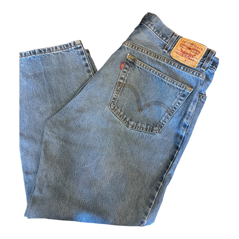 Levis 560 Comfort Fit Jeans Mens 38x30 Blue Medium Wash Baggy Tapered 00560-4886
